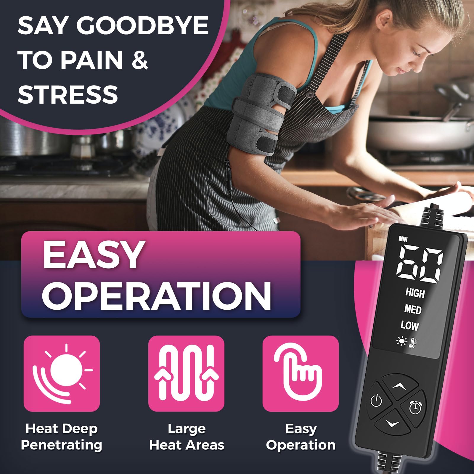 CREATRILL heating pad targets biceps and triceps for comfortable heat therapy