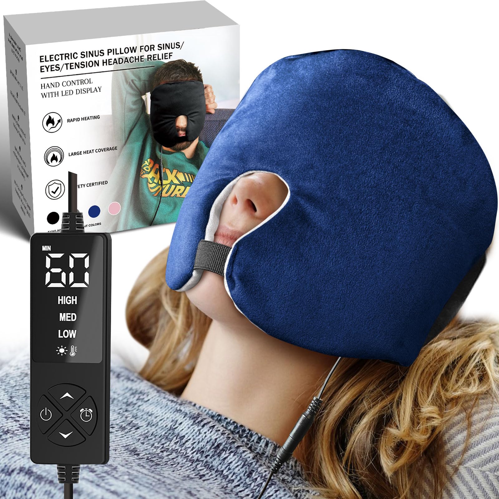 CREATRILL Face Heating Pad full-coverage mask delivers overall facial warmth for relaxation.