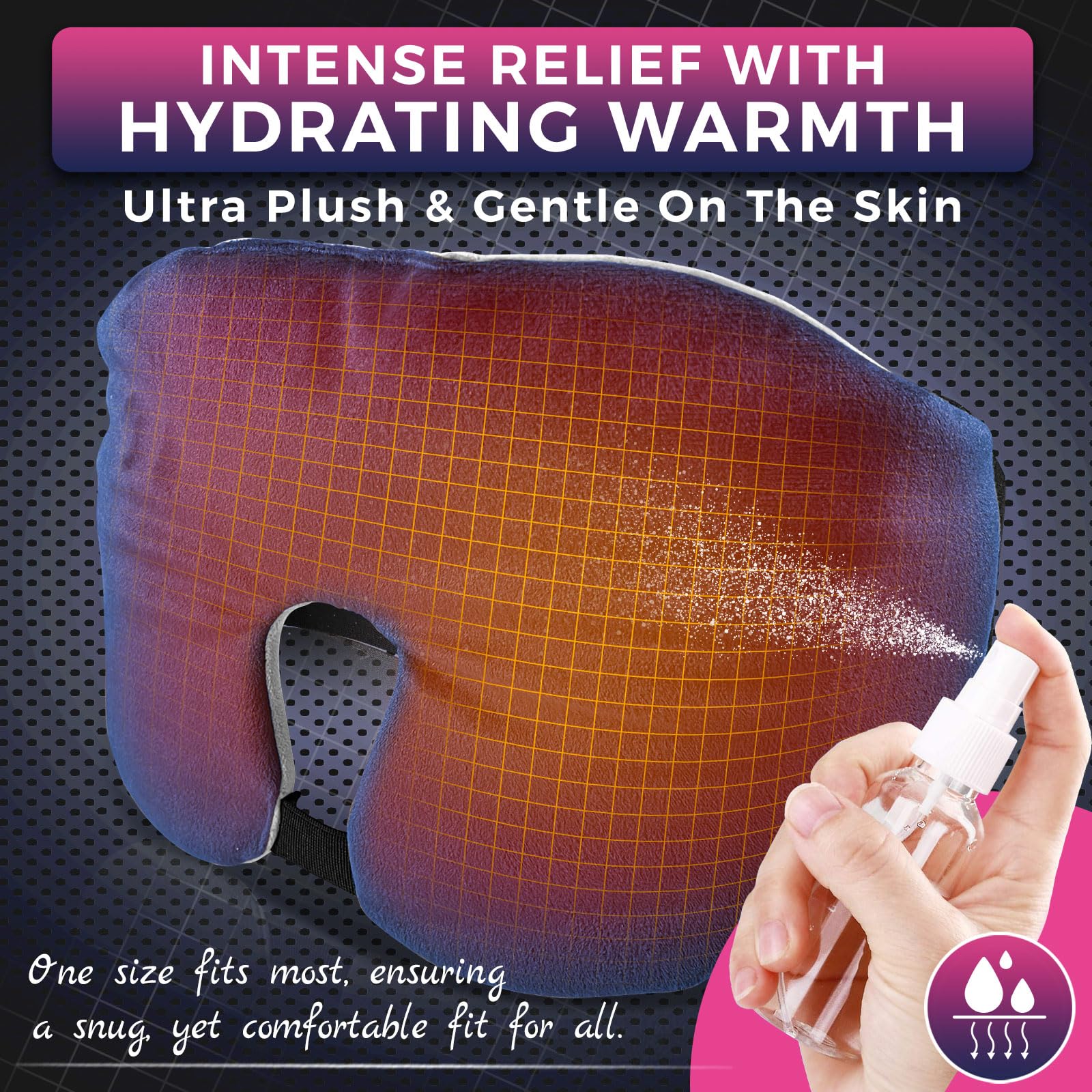 CREATRILL Face Heating Pad moist heat option using included spray bottle.