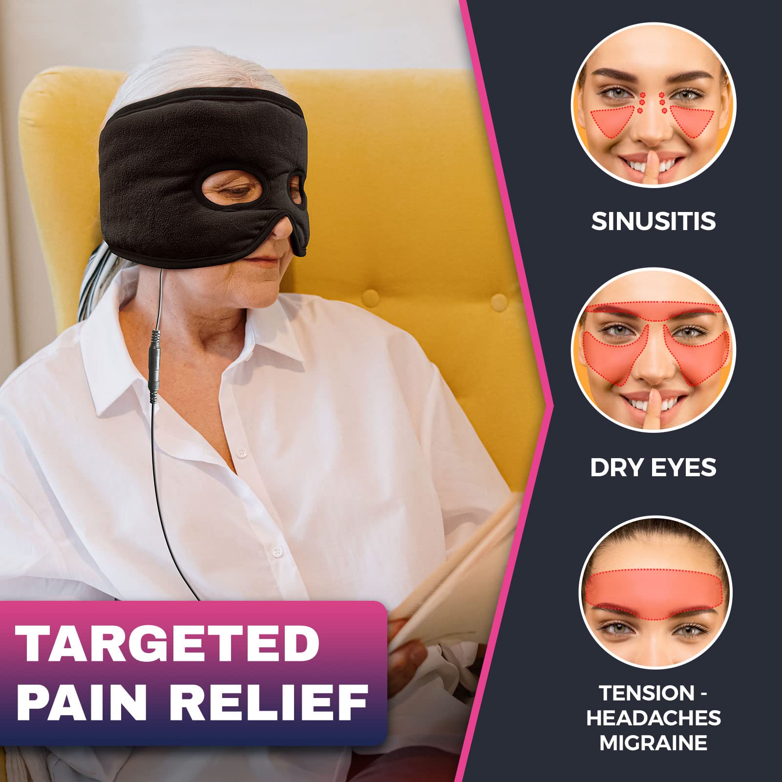 CREATRILL Moist Heat Sinus Mask quick-heat design reaches warmth fast.