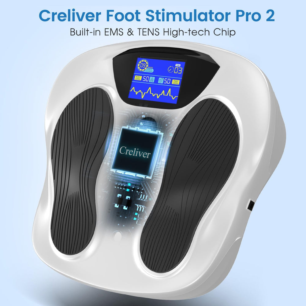 Creliver EMS Foot Stimulator Pro 2 remote control enables customizable sessions.