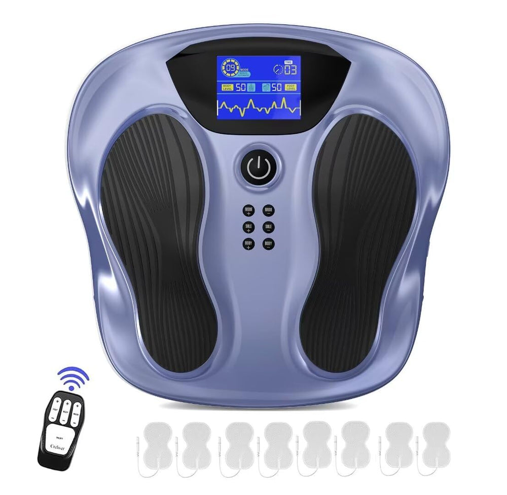 Creliver Foot Nerve Stimulator Pro with plate-on setup for targeted lower-leg stimulation and circulation