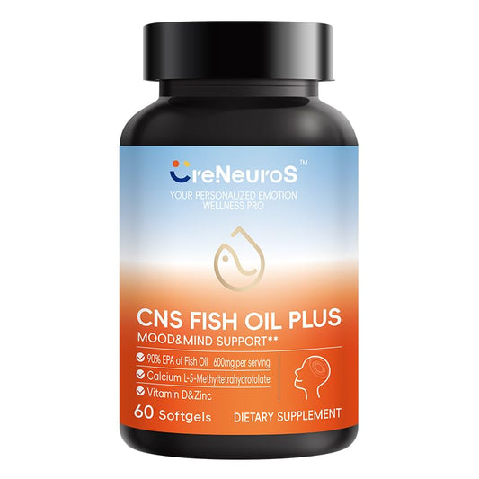 CreNeuroS CNS Fish Oil Plus softgels bottle—mood support potential.