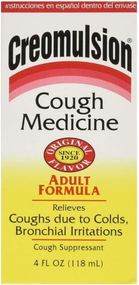 Creomulsion bottle pour demonstrates easy dosing for quick cough relief.
