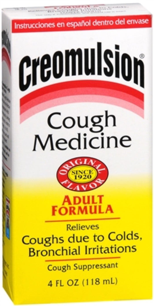 Creomulsion adult cough medicine 4 oz bottle; convenient five-pack for home use.