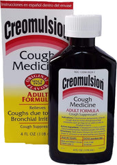 Creomulsion cough syrup bottle on shelf ready for relief