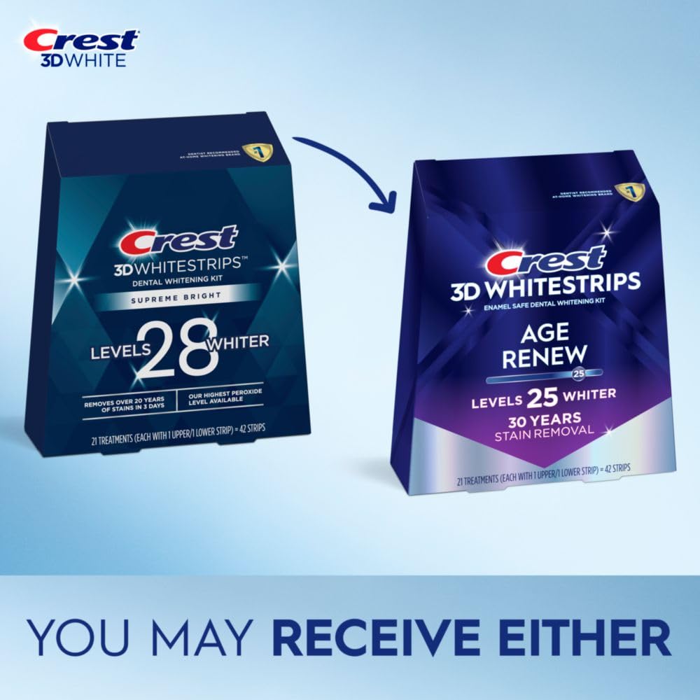 Crest 3D Whitestrips Age Renew strips ready to apply for whitening