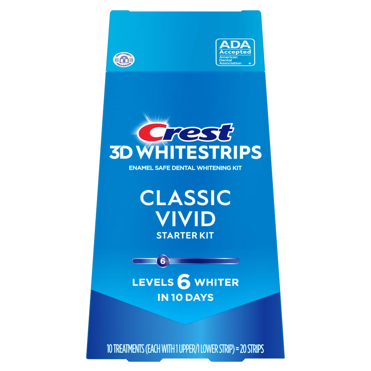 Crest 3D Whitestrips Classic Vivid packaging front for at-home whitening