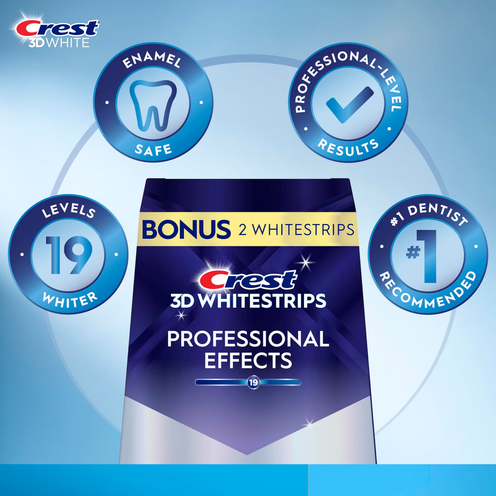 Crest 3D Whitestrips Professional Effects upper strip close-up.