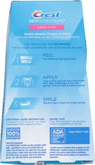 Crest 3D Whitestrips Sensitive strip pack shown for home use