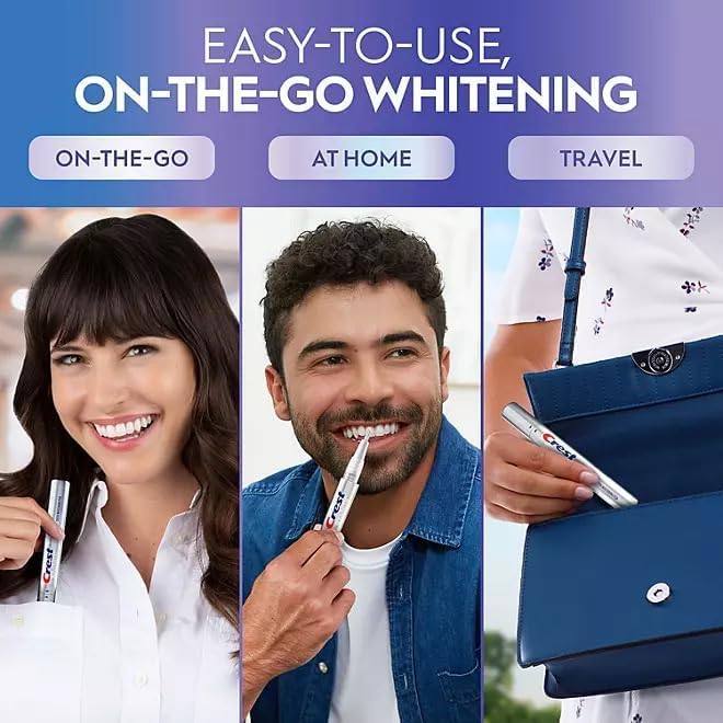 Crest 3DWhite pen tips closeup emphasizes precise application to target stains.