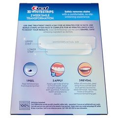 Crest branding on packaging reinforces quality and consistent whitening results.