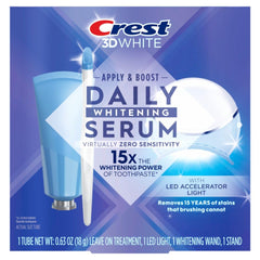 Crest Whitening Emulsions tube closeup for at‑home whitening convenience