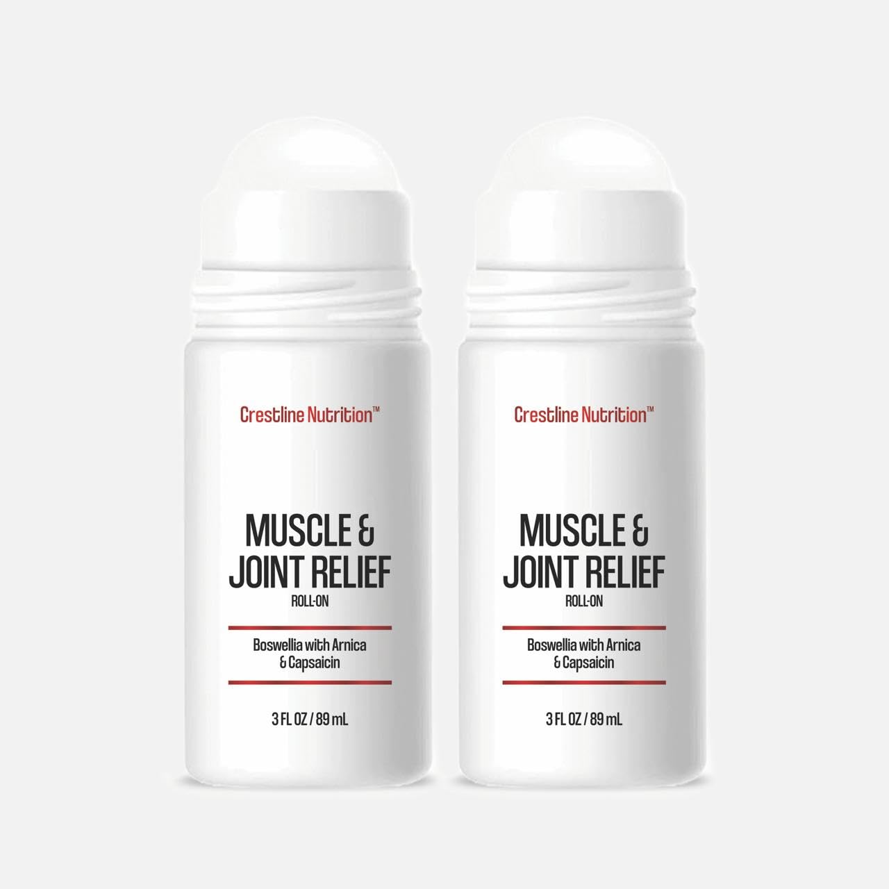Crestline Nutrition Muscle & Joint Relief bottle front shows fast-acting support for daily comfort.