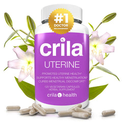 CRILA patented uterine supplements bottle for menstrual comfort