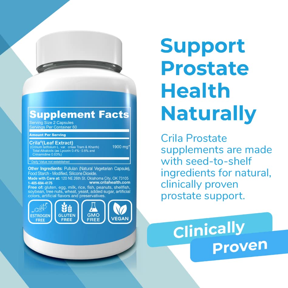 CRILA prostate support capsules for daily use, promoting comfortable bladder control