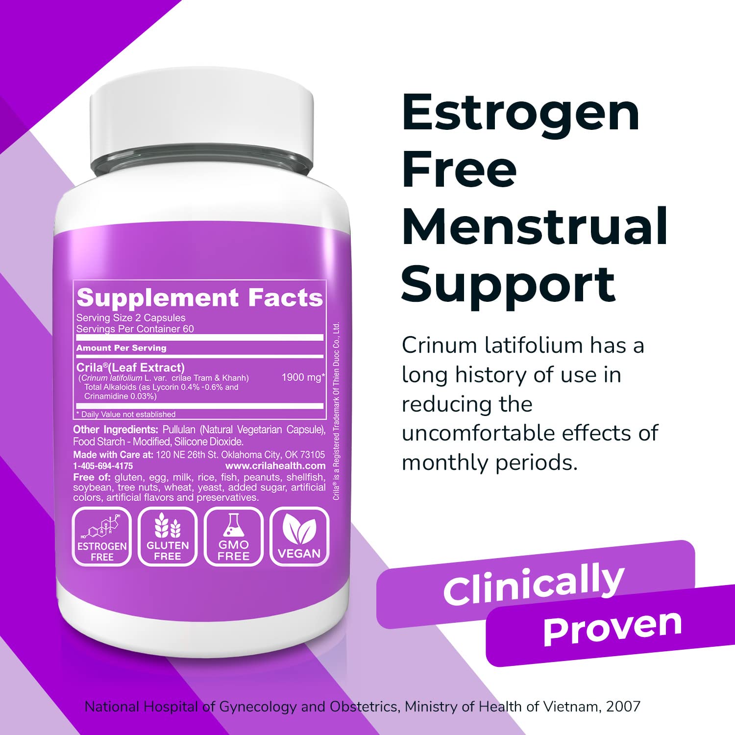 CRILA uterine health capsules close-up for balanced periods