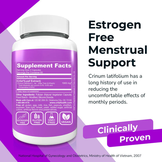 CRILA uterine health capsules close-up for balanced periods