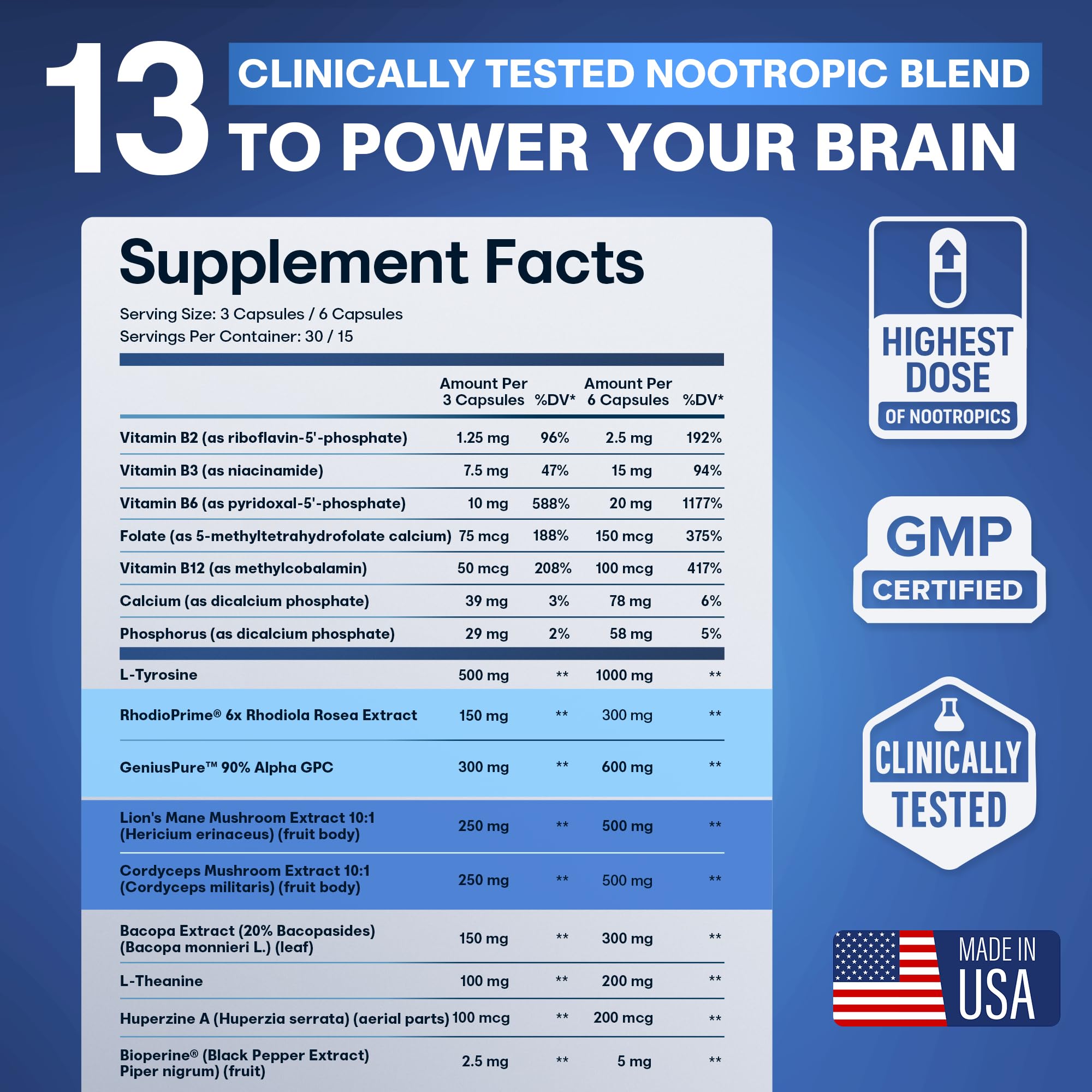 CRTX Nutrition Focus label detail highlighting caffeine-free formula.