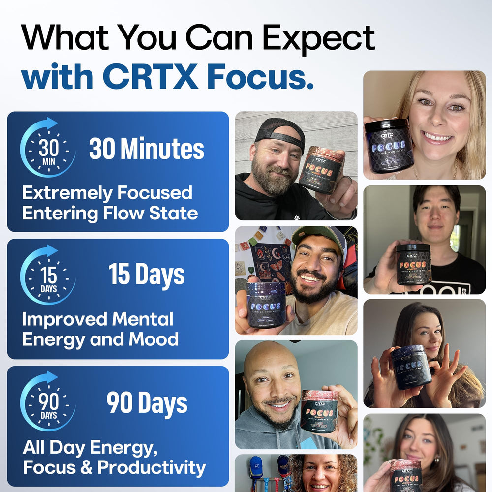 CRTX Nutrition Focus supplement facts panel underscores transparent dosing.