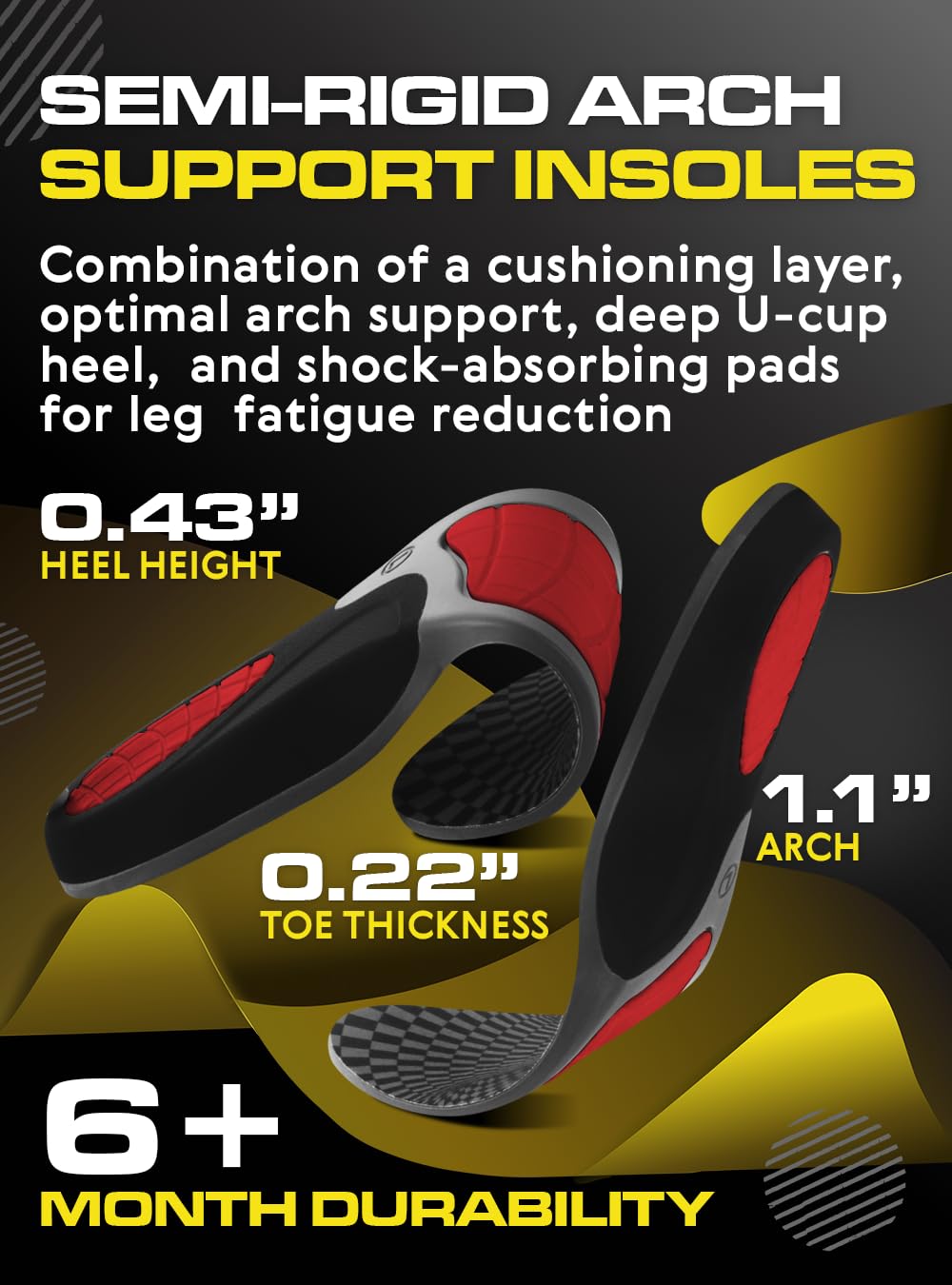 CRUVHEAL insoles fit work boots, sneakers, and casual shoes.