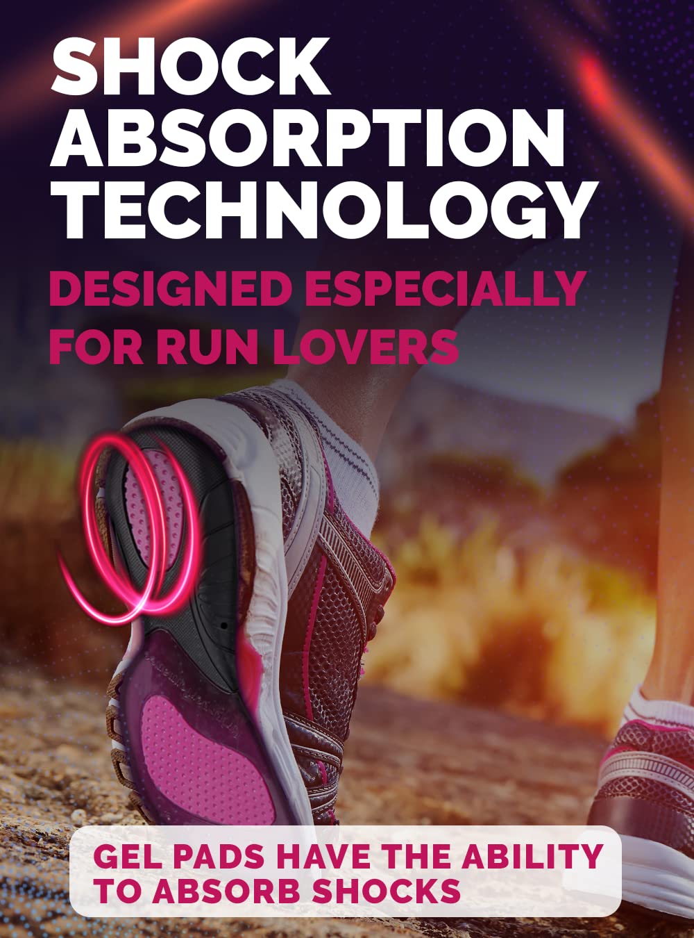 CRUVHEAL insoles showcase a U-shaped heel design for stability during activity.