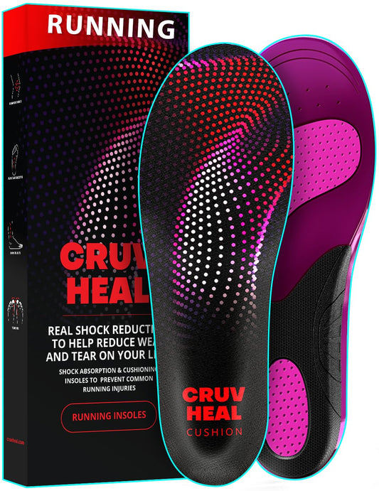 CRUVHEAL running insoles with wide size range for a precise, comfortable fit.