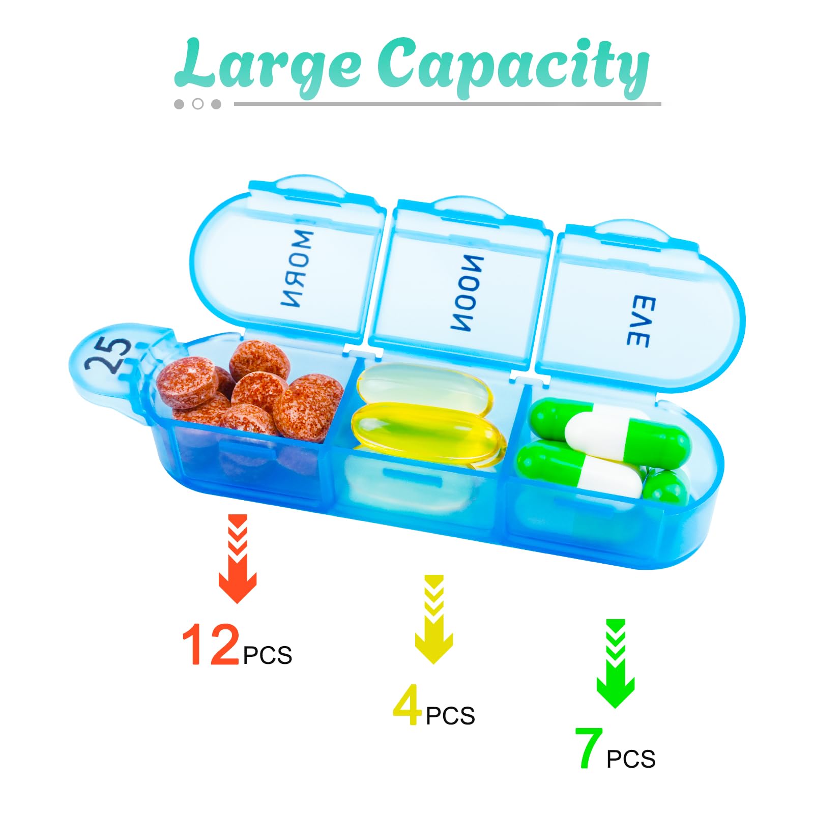 Cruxer detachable daily pill case enabling easy packing for travel