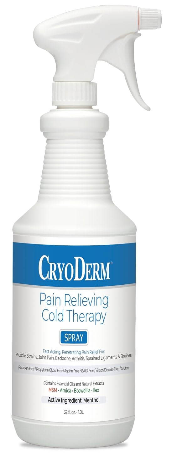 CryoDerm cold spray being used at an angle for hard-to-reach areas.
