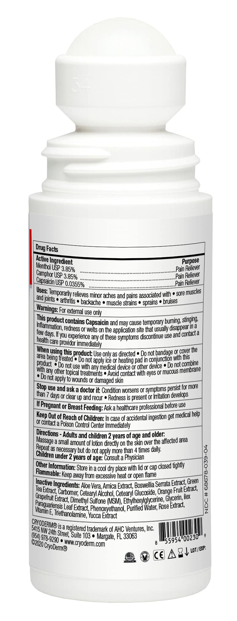CryoDerm Heat Roll-On being applied to skin for targeted relief.