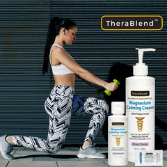 CryoDerm magnesium calming cream night routine setup conveys relaxing bedtime skincare
