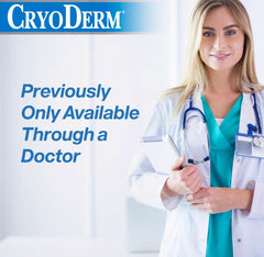 CryoDerm pain-relief cream close-up on bottle label.