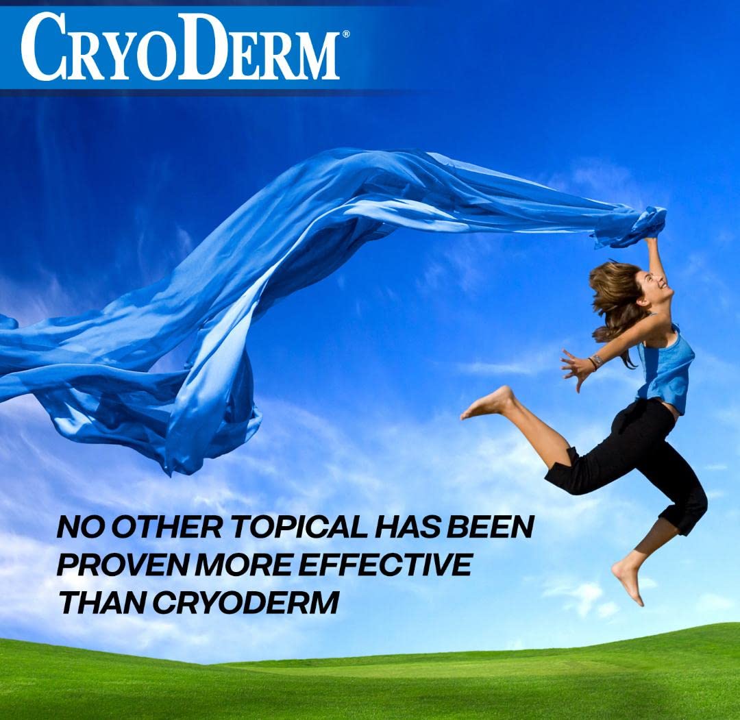 CryoDerm pain relief cream being squeezed for hand application.