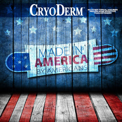 CryoDerm logo close-up on label for brand recognition.