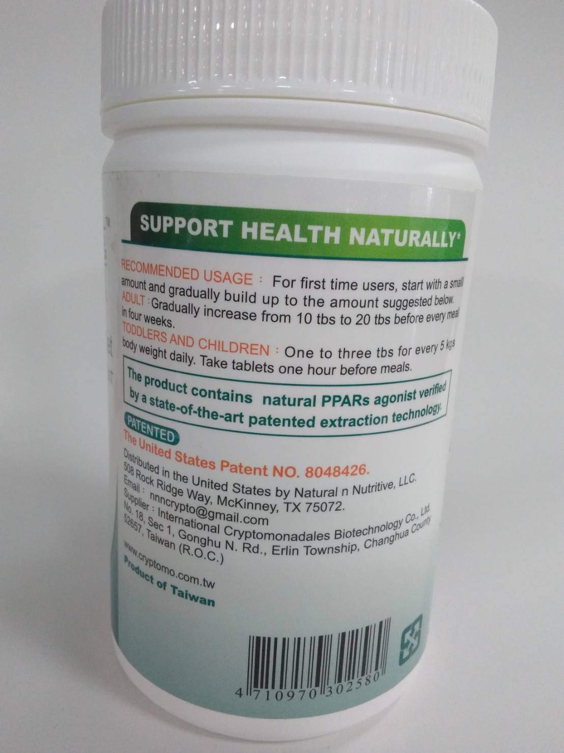 Crypto-PPARs Cryptomonadales bottle pour suggests a convenient daily supplement routine.