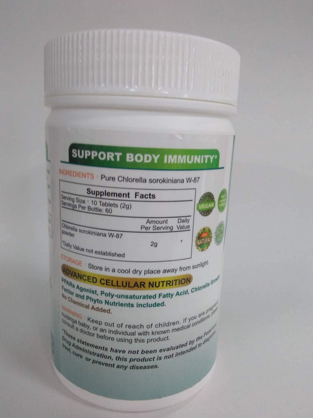 Crypto-PPARs Cryptomonadales nutrition label highlights high protein and vitamins per serving.