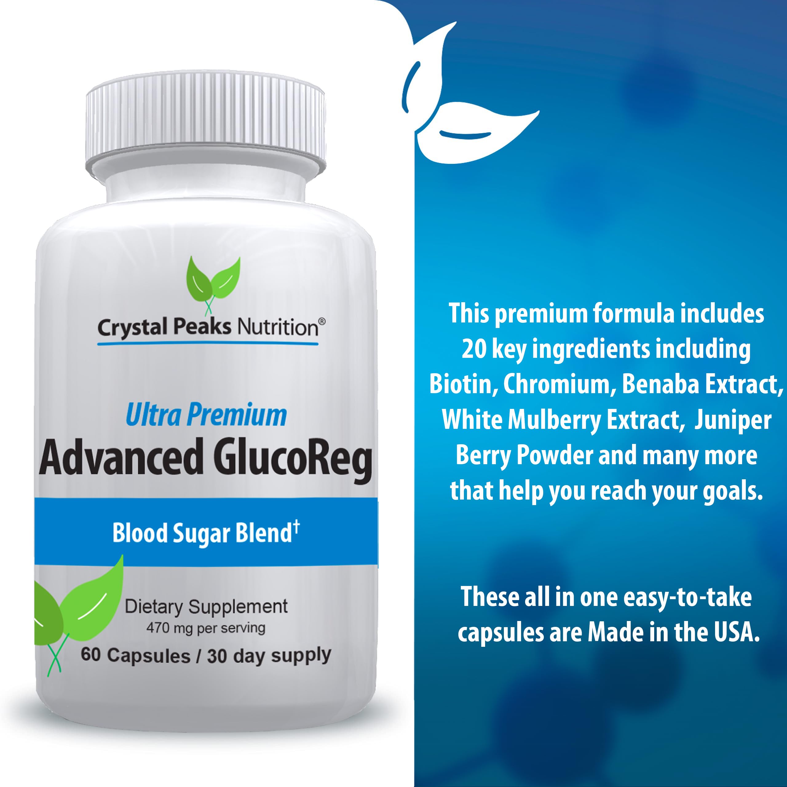 Crystal Peaks Nutrition blood-support capsules closeup showing easy-to-swallow daily supplement.