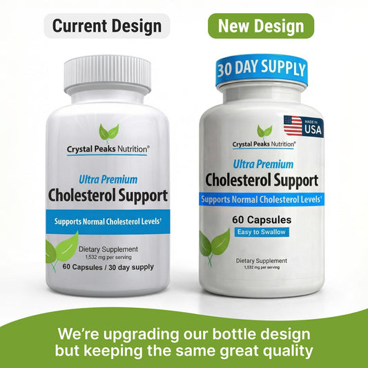 CRYSTAL PEAKS NUTRITION bottle back with ingredient highlights for daily wellness.