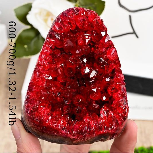 CrystalHola quartz cluster interior drusy glow against raw exterior