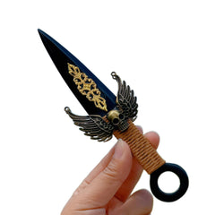 Crystland obsidian dagger display for altar and spiritual ambience.