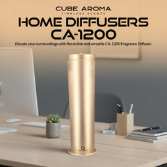 Cube Aroma CA-1200 Gold Diffuser back view shows discreet controls for easy setup.