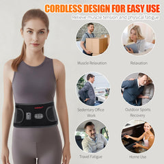 CUEHEAT back wrap with elastic bands stays in place during work.