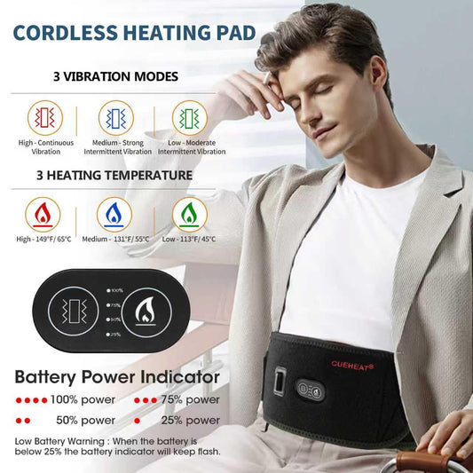 CUEHEAT heated belt with rechargeable battery for on‑the‑go use