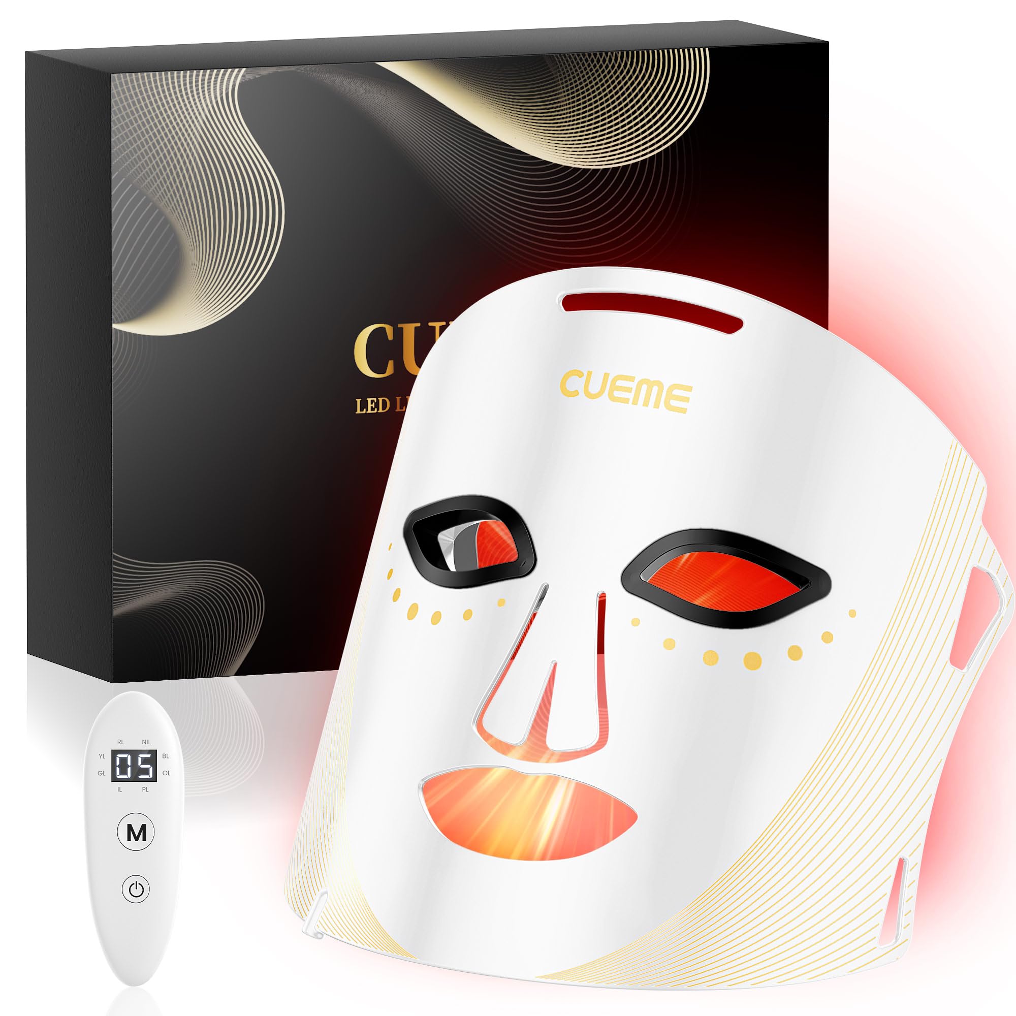 CUEME LED Light Therapy Mask front view, salon-grade skincare at home.