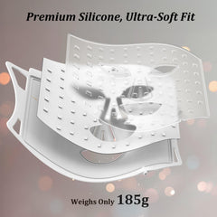 CUEME LED Light Therapy Mask soft silicone, gentle skin contact.