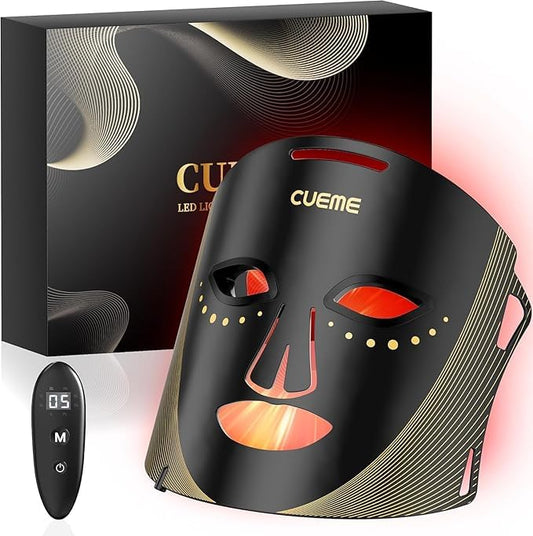 CUEME red light therapy mask for wrinkles at home, smoother skin.