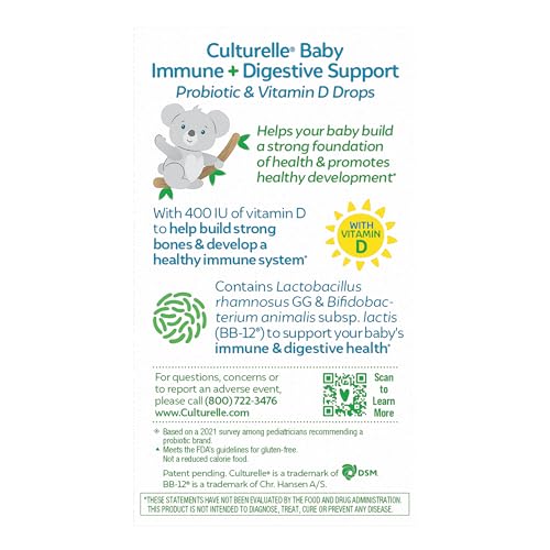 Culturelle Baby Probiotic Drops dropper dispense shows gentle, measured dosing for babies.