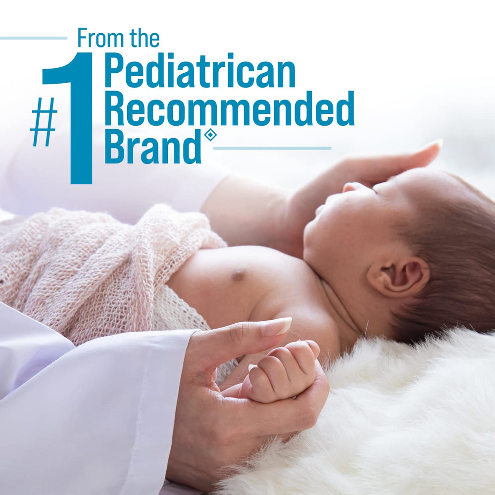 Culturelle Baby Probiotic Drops on spoon highlights simple feeding routine.
