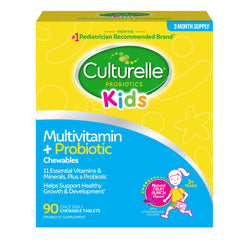 Culturelle Kids Complete chewables fruit punch bottle supports daily digestion and immunity.