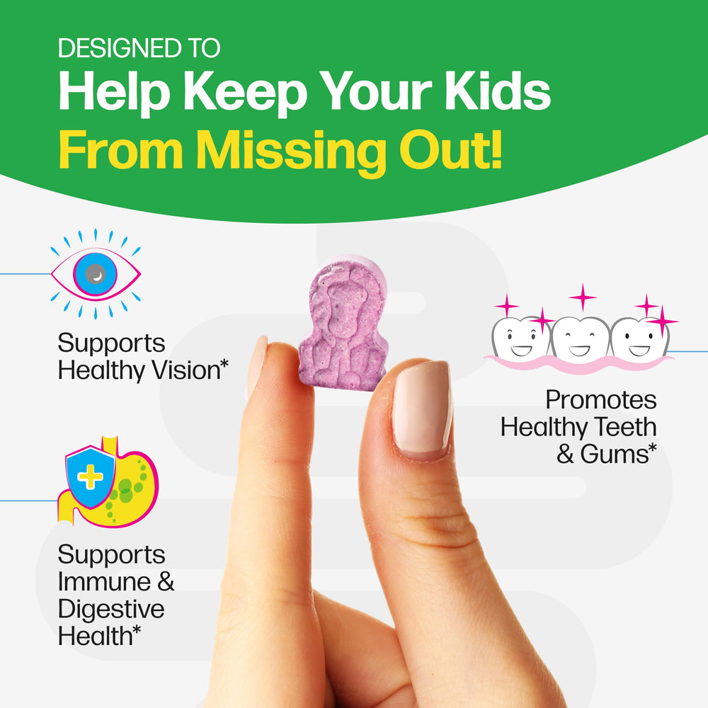 Culturelle Kids Complete chewables vitamin panel shows vitamins and minerals.